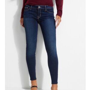 Y2K GUESS Power Skinny Low Rise Denim Jeans Dark Blue Size 28 | Stretch
